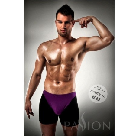 PASSION - BOXER 009 LILA/ NEGRO EROTIC LINGERIE S/M:: Discreción en tusexshopgay.com