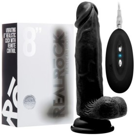 Vibrador 20 cm realista con ventosa negro