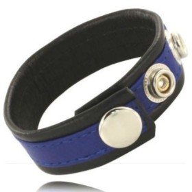 Anilla de cuero ajustable en 3 posiciones azul y negro