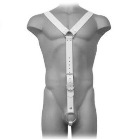 LEATHER BODY - HARNESS MEN BLANCO:: Discreción en tusexshopgay.com