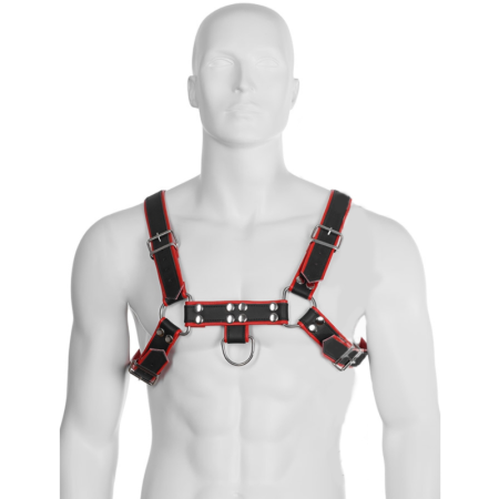 LEATHER BODY - CHAIN HARNESS III BLACK / RED:: Discreción en tusexshopgay.com