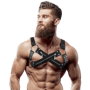 FETISH SUBMISSIVE ATTITUDE - ARNÉS BULLDOG AJUSTABLE NEOPRENO PECHO CRUZADO CON CREMALLERAS HOMBRE:: Discreción en tusexshopgay.