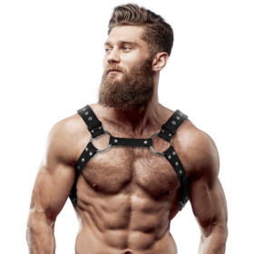 FETISH SUBMISSIVE ATTITUDE - ARNÉS ECOPIEL PECHO CON TACHUELAS HOMBRE:: Discreción en tusexshopgay.com
