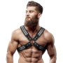 FETISH SUBMISSIVE ATTITUDE - ARNÉS ECOPIEL PECHO CRUZADO CON REMACHES HOMBRE:: Discreción en tusexshopgay.com