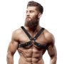 FETISH SUBMISSIVE ATTITUDE - ARNÉS BULLDOG AJUSTABLE ECOPIEL PECHO CRUZADO HOMBRE:: Discreción en tusexshopgay.com