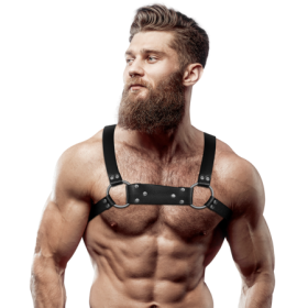 FETISH SUBMISSIVE ATTITUDE - ARNÉS BULLDOG ECOPIEL PECHO HOMBRE TALLA M/L:: Discreción en tusexshopgay.com