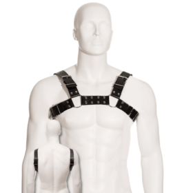LEATHER BODY - BLACK BULL DOG HARNESS:: Discreción en tusexshopgay.com