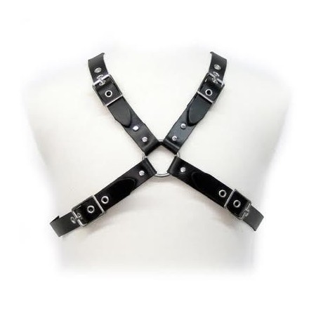 LEATHER BODY - BLACK BUCKLE HARNESS FOR MEN:: Discreción en tusexshopgay.com