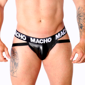 MACHO - MX25NC JOCK CUERO NEGRO L:: Discreción en tusexshopgay.com