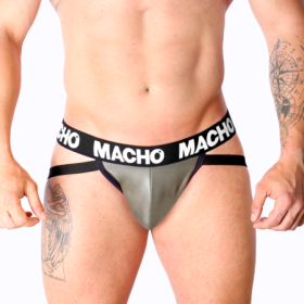 MACHO - MX27GR JOCK CUERO GRIS BEIGE L:: Discreción en tusexshopgay.com