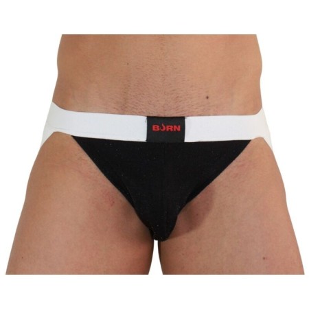 BURN - 004 JOCK BRILLANTE NEGRO / BLANCO L:: Discreción en tusexshopgay.com