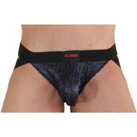 BURN - 006 JOCK BRILLANTE AZUL / NEGRO XL:: Discreción en tusexshopgay.com