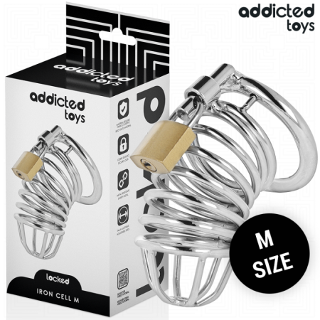 ADDICTED TOYS LOCKED - IRON CELL JAULA PARA PENE DE METAL TALLA M:: Discreción en tusexshopgay.com