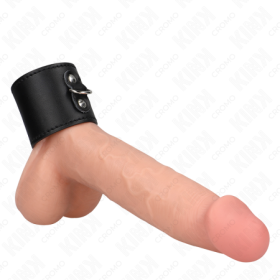 KINK - ANILLO PENE CUERO CON CIERRE A PRESIÓN 18 X 5 CM:: Discreción en tusexshopgay.com