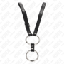 KINK - ANILLO PENE DOBLE METAL 3.8 CM A 5 CM CON CINTURÓN DE POLIPIEL 112 CM:: Discreción en tusexshopgay.com